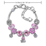 Romantic Floral Big Glass Bead Petal Pendant DIY Bracelet(pink-20cm)