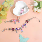 Romantic Floral Big Glass Bead Petal Pendant DIY Bracelet(pink-20cm)