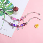 Romantic Floral Big Glass Bead Petal Pendant DIY Bracelet(pink-20cm)