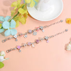 Chic Camellia Bead Charm DIY Bracelet with Crystal(pink flower-16cm)