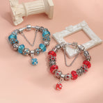 Ethnic Crystal Bead DIY Bracelet blue Alloy Electroplated Big Bead Bracelet(17cm)