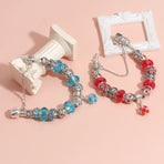 Ethnic Crystal Bead DIY Bracelet blue Alloy Electroplated Big Bead Bracelet(17cm)