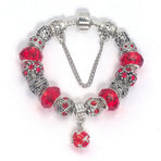 Ethnic Crystal Bead DIY Bracelet Red Alloy Electroplated Big Bead Bracelet(20cm)