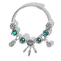 Luxury Light Green Emerald Crystal Hollow Heart Beaded DIY Bracelet(18cm)