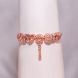 Rose Gold Hollow Carved Heart Bead Tassel Bracelet(20cm)