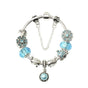 Blue Fashion Bracelet: Alloy Base with Rhinestones, Colored Glaze Beads & Resin Pendant(19cm)