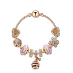 Gold Snake Pendant Bracelet: Rhinestone Resin, Zircon Butterfly & Beads(20cm)