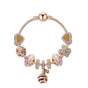 Gold Snake Pendant Bracelet: Rhinestone Resin, Zircon Butterfly & Beads(20cm)