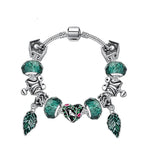 Boho Vintage Mandarin Duck Bracelet: Emerald Glass Beads(19cm)