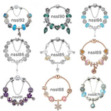 Boho Vintage Mandarin Duck Bracelet: Emerald Glass Beads(19cm) - Front View