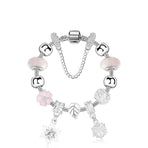 Women’s Rhinestone Cherry Blossom & Snowflake Pendant Bracelet(18cm)