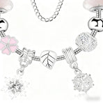 Women’s Rhinestone Cherry Blossom & Snowflake Pendant Bracelet(18cm)