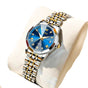 Womens Stainless Steel Quartz Watch Waterproof (Gold Blue)