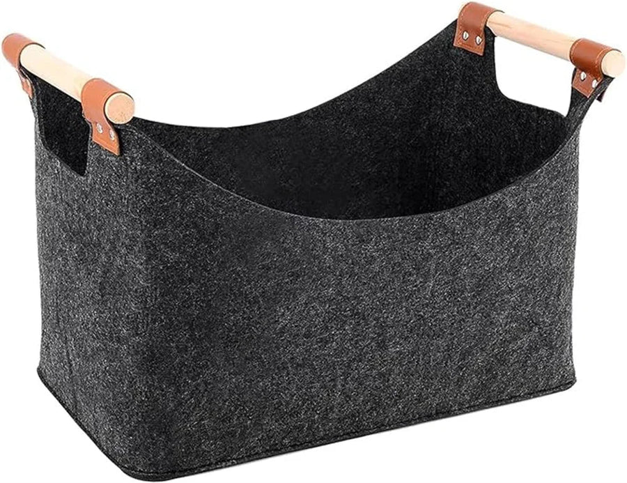 Wooden Firewood Storage Felt Basket Foldable