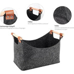 Wooden Firewood Storage Felt Basket Foldable