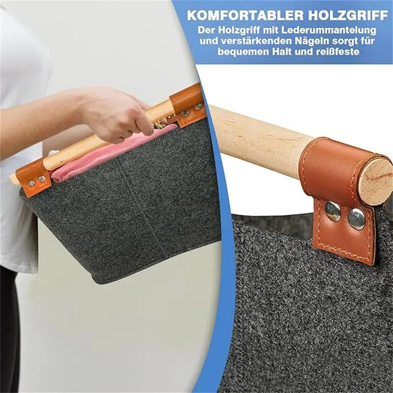 Wooden Firewood Storage Felt Basket Foldable