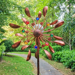 Solar Powered Metal Wind Spinner with LED Lights