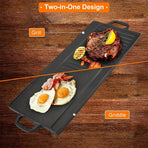 Non-Stick Cast Iron Griddle Pan, Double-Sided Grill