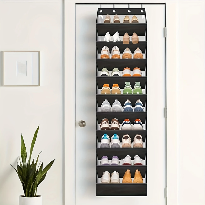 10-Tier Over-the-Door Foldable Shoe Organizer