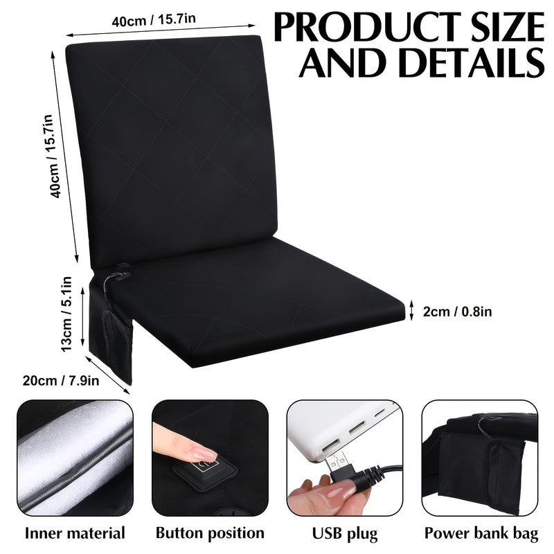 Portable Heated Foldable Seat Cushion with USB Power