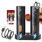 Electric Salt & Pepper Grinder Set with Charging Base (2 pcs)