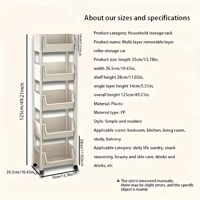 Mobile Bookshelf Office Cart (5-Tier)