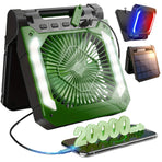 20000mAh Solar Camping Fan with LED Light