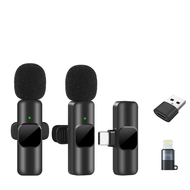 Wireless Lavalier Microphone for iPhone Android Live Recording