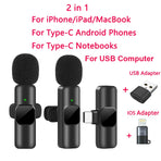 Wireless Lavalier Microphone for iPhone Android Live Recording