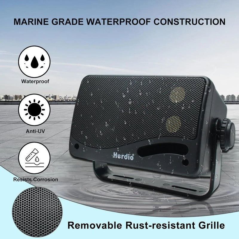 3-Way Waterproof Wall Mount Speakers Black