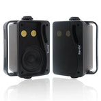 3-Way Waterproof Wall Mount Speakers Black
