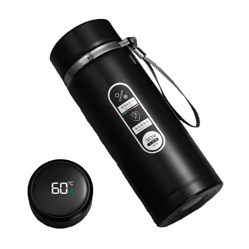 1L Thermos Bottle with LED Temperature Display Black