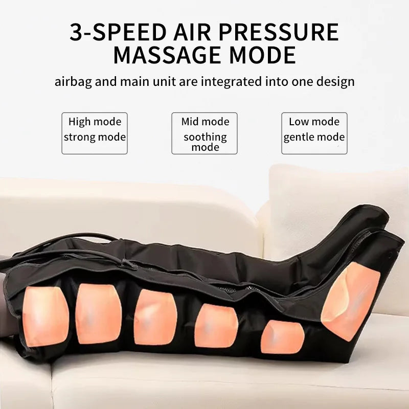 360 Air Pressure Leg Massager Boots with Remote Black