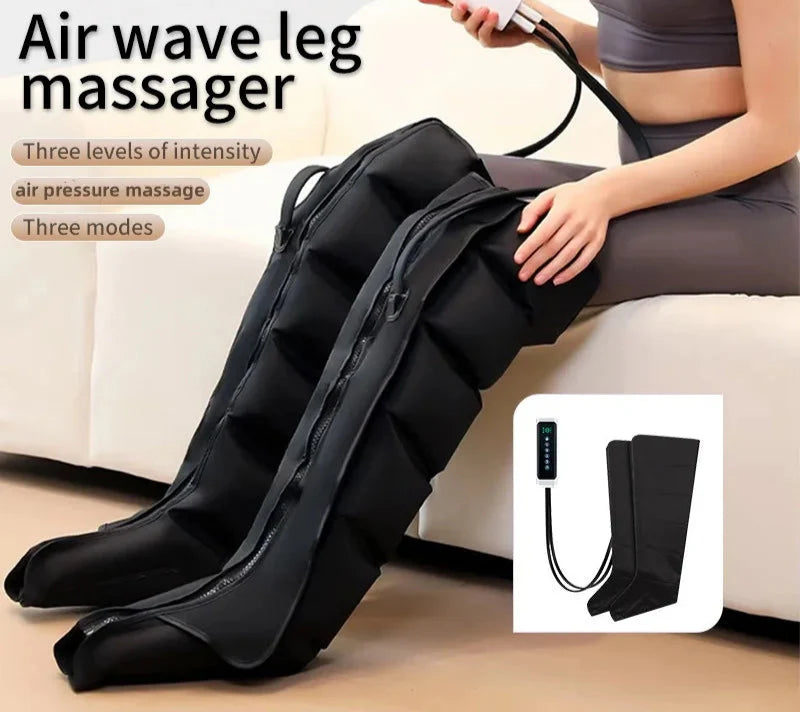 360 Air Pressure Leg Massager Boots with Remote Black