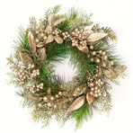 Classic Christmas Wreath Golden Leaves and Berries