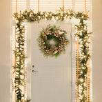 Classic Christmas Wreath Golden Leaves and Berries