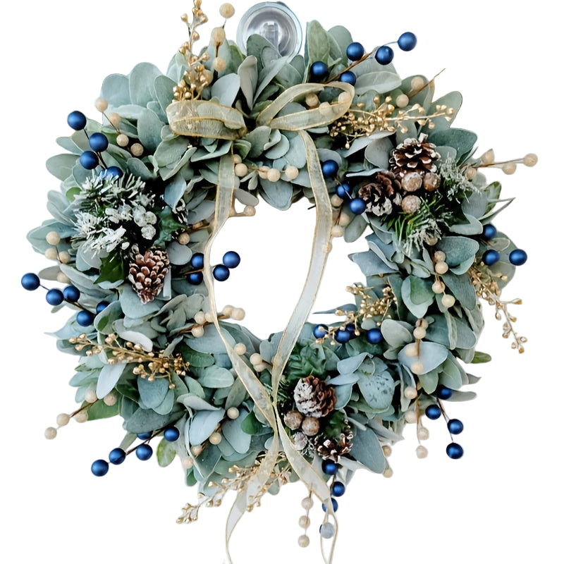 Blueberry Eucalyptus Wreath with Golden Accents
