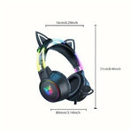 Gaming Headset with Detachable Cat Ear Microphone