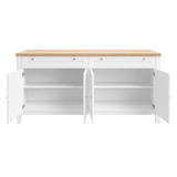 Noosa Buffet Sideboard White and Oak 4 Doors and 2 Drawers - Side View