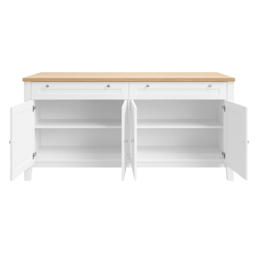 Noosa Buffet Sideboard White and Oak 4 Doors and 2 Drawers
