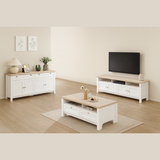 Noosa Buffet Sideboard White and Oak 4 Doors and 2 Drawers - Low Angle