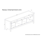 Noosa Entertainment Unit White and Oak 4 Doors and 3 spaces
