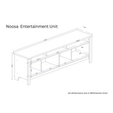 Noosa Entertainment Unit White and Oak 4 Doors and 3 spaces - Rear View