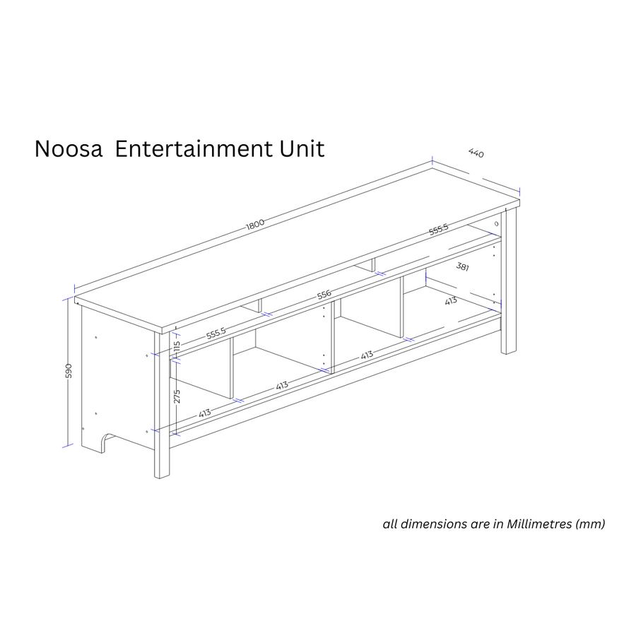 Noosa Entertainment Unit White and Oak 4 Doors and 3 spaces