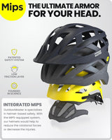 OutdoorMaster Bike Helmet Adult Men Women MIPS Certified Bicycle Helmet with Two Removable Liners & Ventilation Cycling Helmet for Mountain&Motorway-Carbon Black,Medium - Front View