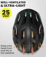 OutdoorMaster Bike Helmet Adult Men Women MIPS Certified Bicycle Helmet with Two Removable Liners & Ventilation Cycling Helmet for Mountain&Motorway-Carbon Black,Medium - Top-Down View