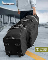 OutdoorMaster Padded Golf Club Travel Bag with Wheels, 900D Heavy Duty Oxford Waterproof -Alligators-Black - Close-Up Angle