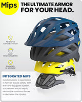 OutdoorMaster Bike Helmet Adult Men Women MIPS Certified Bicycle Helmet with Two Removable Liners & Ventilation Cycling Helmet for Mountain&Motorway-Ocean Blue,Medium - Front View