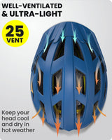 OutdoorMaster Bike Helmet Adult Men Women MIPS Certified Bicycle Helmet with Two Removable Liners & Ventilation Cycling Helmet for Mountain&Motorway-Ocean Blue,Medium - Top-Down View