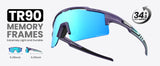OutdoorMaster Hawk II Polarized Sports Sunglasses for Men Women, TAC 100% UV400 Protection TR90 Frame Cycling Sunglasses, Baseball Running Fishing Golf Glasses-White Frame+revo Blue Cat.3 - Extra Image